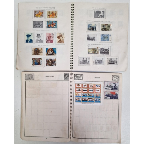 134 - A collection of four partially-filled stamp albums, containing a variety of worldwide stamps.