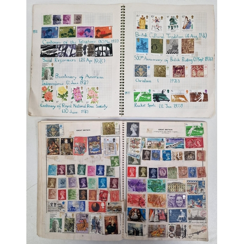 134 - A collection of four partially-filled stamp albums, containing a variety of worldwide stamps.