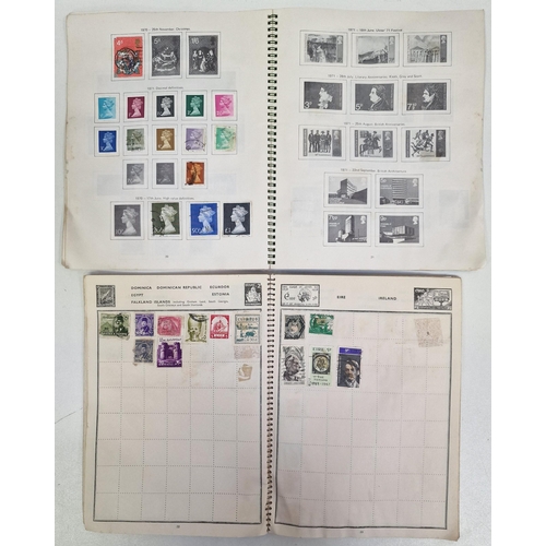 134 - A collection of four partially-filled stamp albums, containing a variety of worldwide stamps.