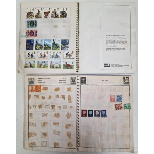 134 - A collection of four partially-filled stamp albums, containing a variety of worldwide stamps.