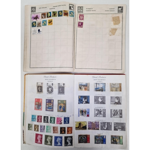 134 - A collection of four partially-filled stamp albums, containing a variety of worldwide stamps.