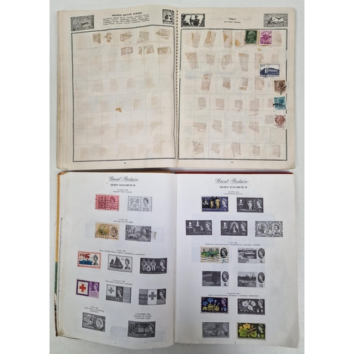 134 - A collection of four partially-filled stamp albums, containing a variety of worldwide stamps.