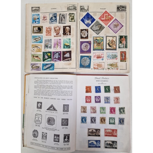 134 - A collection of four partially-filled stamp albums, containing a variety of worldwide stamps.