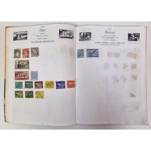 134 - A collection of four partially-filled stamp albums, containing a variety of worldwide stamps.