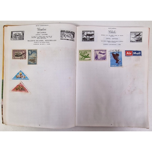 134 - A collection of four partially-filled stamp albums, containing a variety of worldwide stamps.