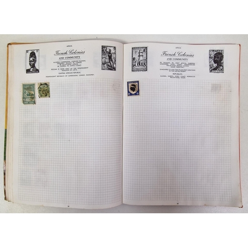 134 - A collection of four partially-filled stamp albums, containing a variety of worldwide stamps.