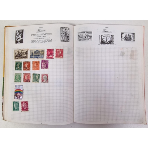 134 - A collection of four partially-filled stamp albums, containing a variety of worldwide stamps.