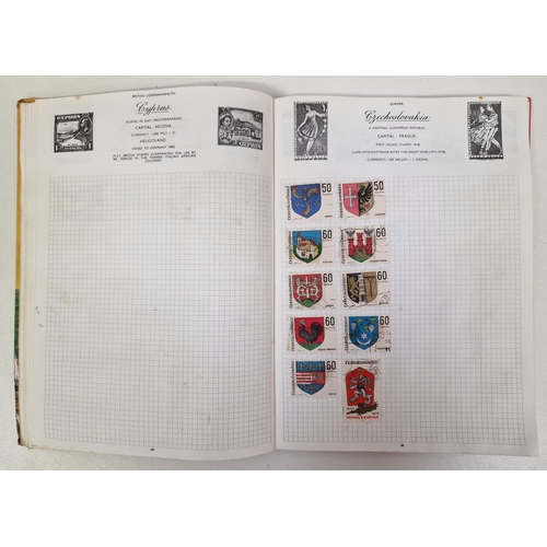 134 - A collection of four partially-filled stamp albums, containing a variety of worldwide stamps.