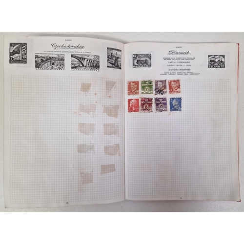 134 - A collection of four partially-filled stamp albums, containing a variety of worldwide stamps.