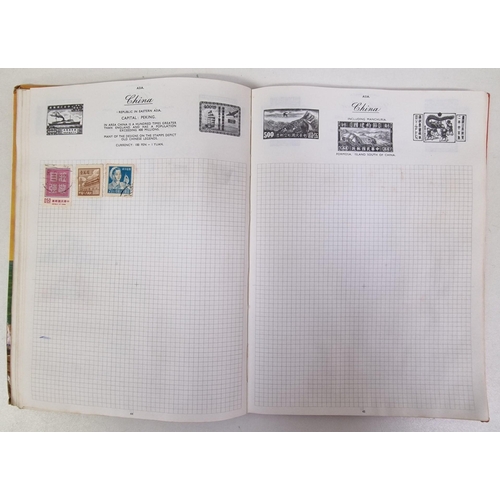 134 - A collection of four partially-filled stamp albums, containing a variety of worldwide stamps.