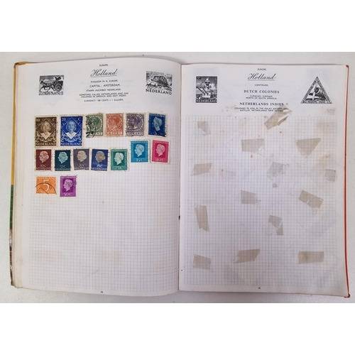 134 - A collection of four partially-filled stamp albums, containing a variety of worldwide stamps.