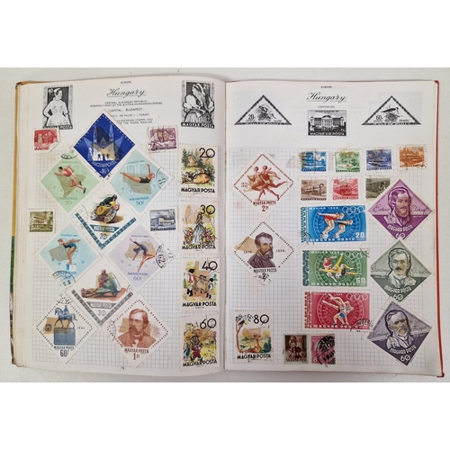 134 - A collection of four partially-filled stamp albums, containing a variety of worldwide stamps.