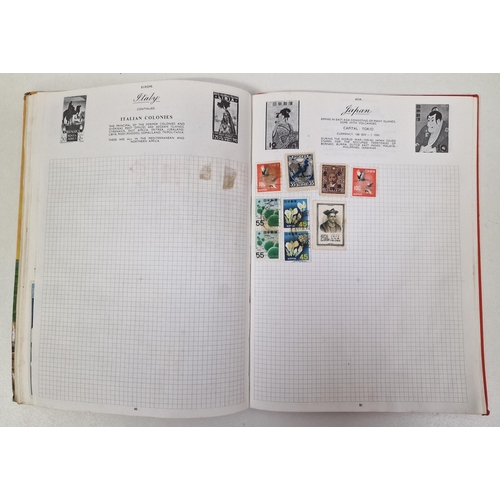 134 - A collection of four partially-filled stamp albums, containing a variety of worldwide stamps.