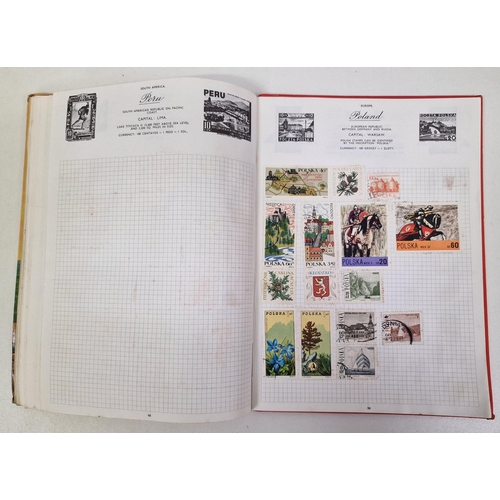 134 - A collection of four partially-filled stamp albums, containing a variety of worldwide stamps.