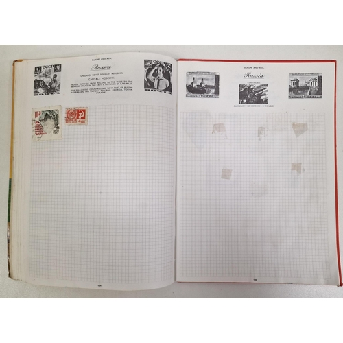 134 - A collection of four partially-filled stamp albums, containing a variety of worldwide stamps.