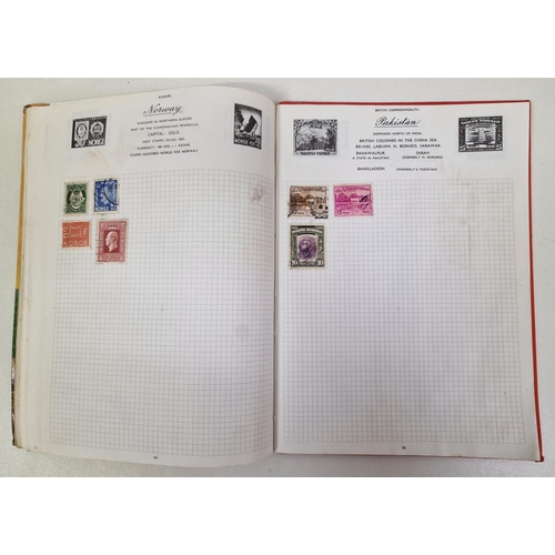 134 - A collection of four partially-filled stamp albums, containing a variety of worldwide stamps.