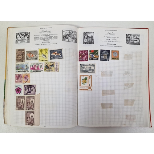 134 - A collection of four partially-filled stamp albums, containing a variety of worldwide stamps.