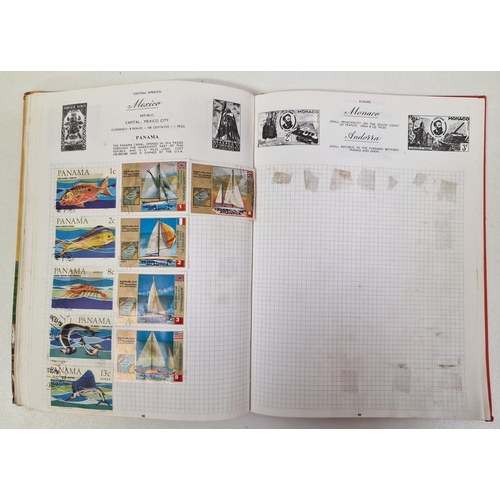 134 - A collection of four partially-filled stamp albums, containing a variety of worldwide stamps.