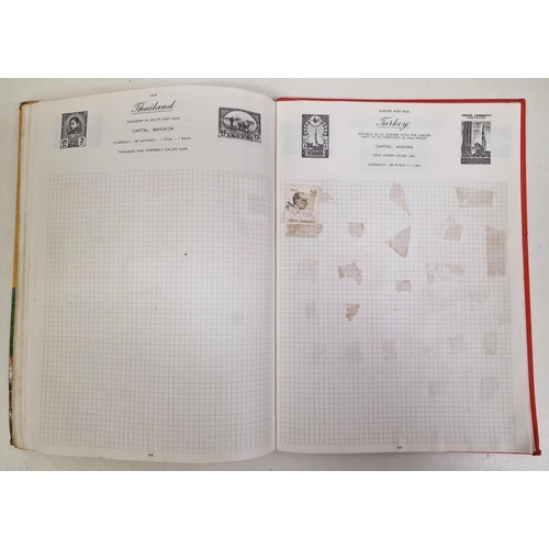 134 - A collection of four partially-filled stamp albums, containing a variety of worldwide stamps.