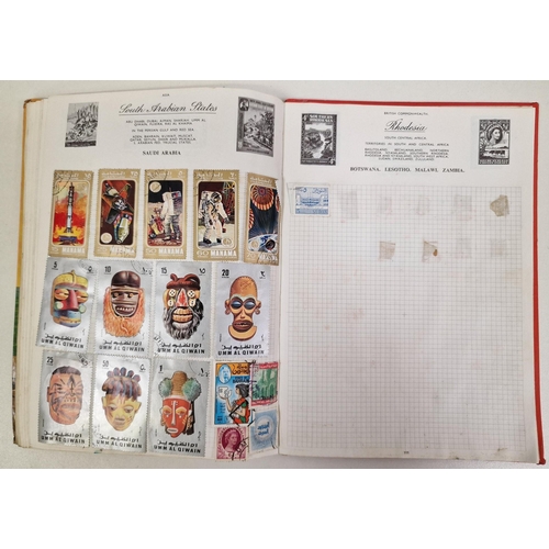 134 - A collection of four partially-filled stamp albums, containing a variety of worldwide stamps.