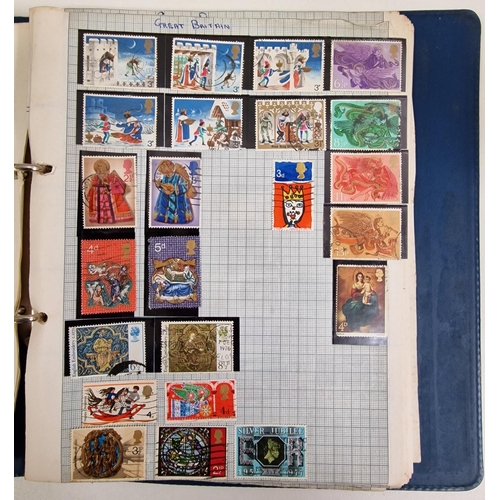 134 - A collection of four partially-filled stamp albums, containing a variety of worldwide stamps.