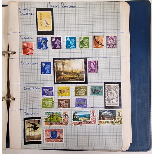 134 - A collection of four partially-filled stamp albums, containing a variety of worldwide stamps.