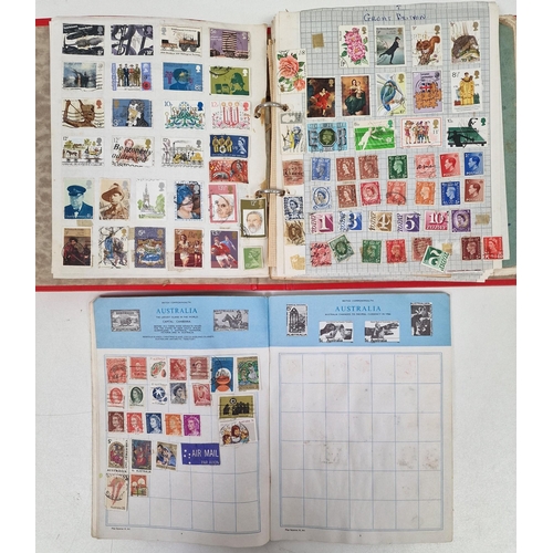 1091 - A collection of five partially-filled stamp albums, containing a variety of worldwide stamps.