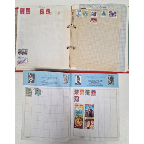 1091 - A collection of five partially-filled stamp albums, containing a variety of worldwide stamps.