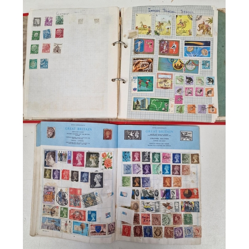 1091 - A collection of five partially-filled stamp albums, containing a variety of worldwide stamps.