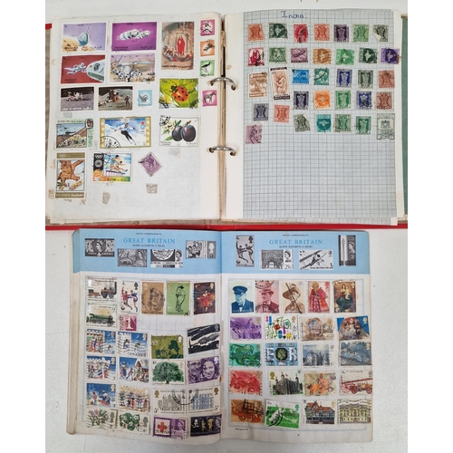 1091 - A collection of five partially-filled stamp albums, containing a variety of worldwide stamps.