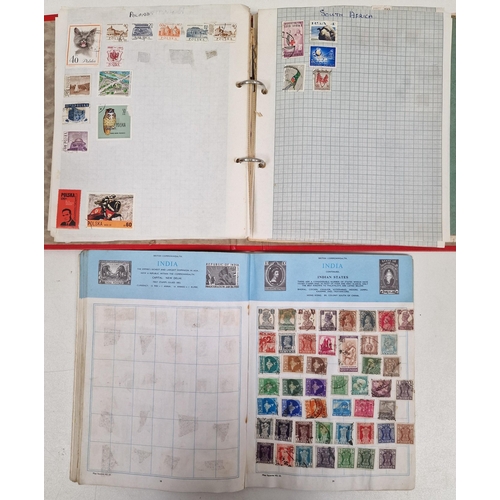 1091 - A collection of five partially-filled stamp albums, containing a variety of worldwide stamps.