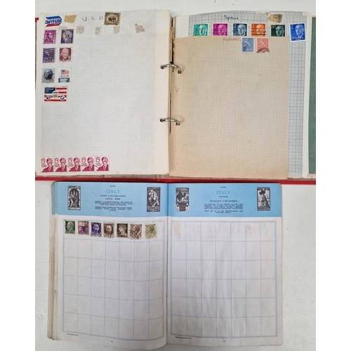 1091 - A collection of five partially-filled stamp albums, containing a variety of worldwide stamps.