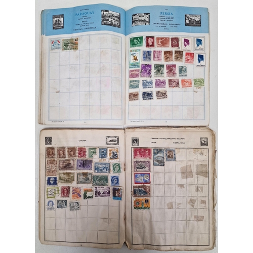 1091 - A collection of five partially-filled stamp albums, containing a variety of worldwide stamps.