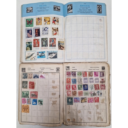 1091 - A collection of five partially-filled stamp albums, containing a variety of worldwide stamps.