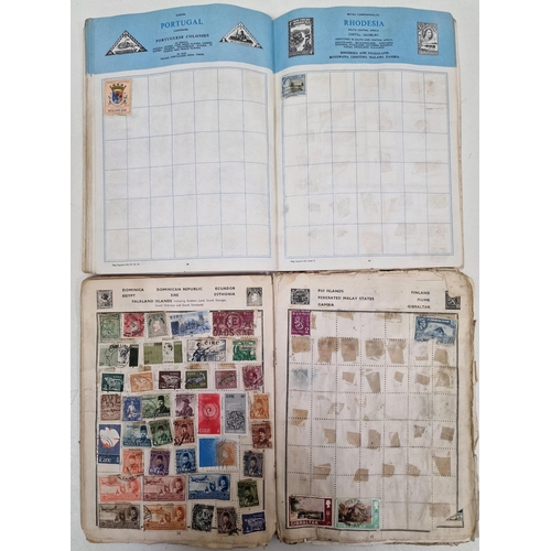 1091 - A collection of five partially-filled stamp albums, containing a variety of worldwide stamps.