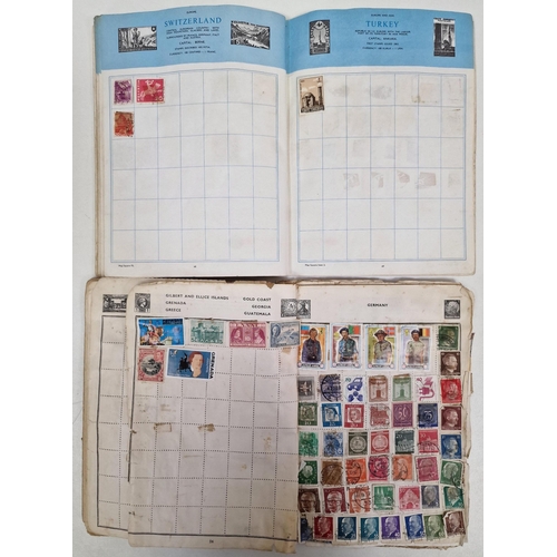 1091 - A collection of five partially-filled stamp albums, containing a variety of worldwide stamps.