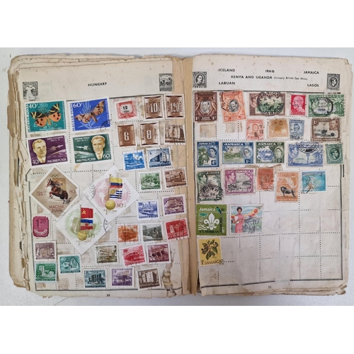 1091 - A collection of five partially-filled stamp albums, containing a variety of worldwide stamps.