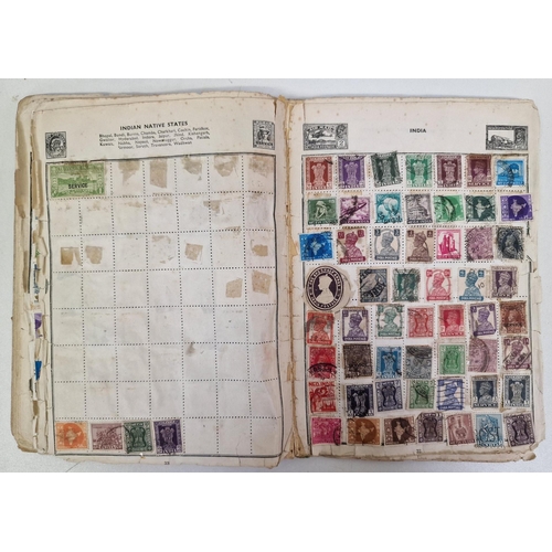 1091 - A collection of five partially-filled stamp albums, containing a variety of worldwide stamps.