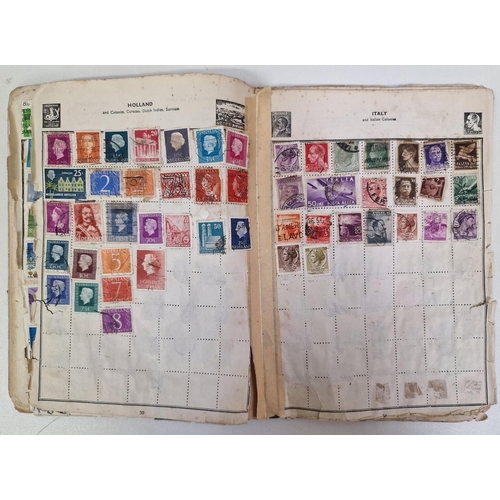 1091 - A collection of five partially-filled stamp albums, containing a variety of worldwide stamps.