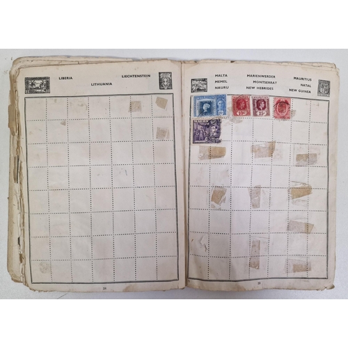 1091 - A collection of five partially-filled stamp albums, containing a variety of worldwide stamps.