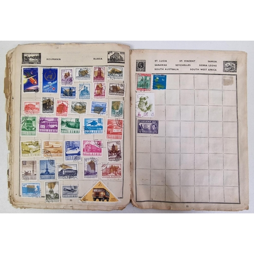 1091 - A collection of five partially-filled stamp albums, containing a variety of worldwide stamps.