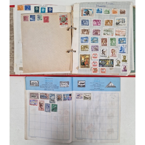 1091 - A collection of five partially-filled stamp albums, containing a variety of worldwide stamps.