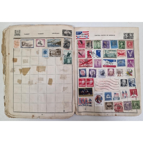 1091 - A collection of five partially-filled stamp albums, containing a variety of worldwide stamps.