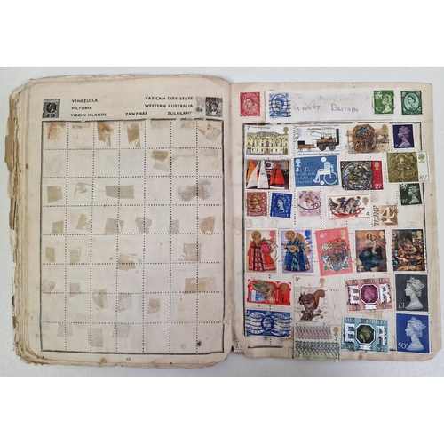 1091 - A collection of five partially-filled stamp albums, containing a variety of worldwide stamps.