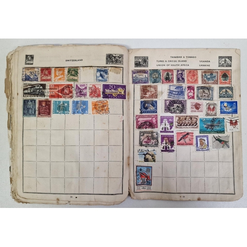 1091 - A collection of five partially-filled stamp albums, containing a variety of worldwide stamps.