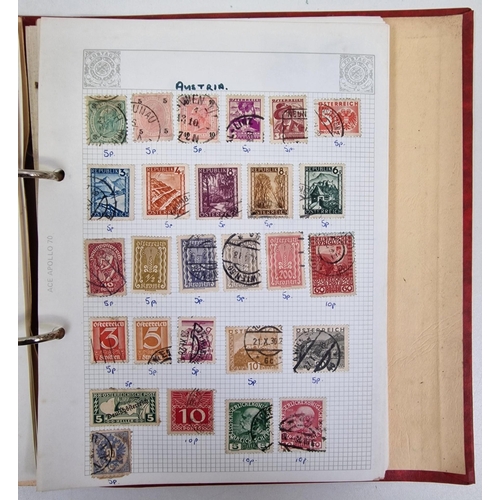 1091 - A collection of five partially-filled stamp albums, containing a variety of worldwide stamps.