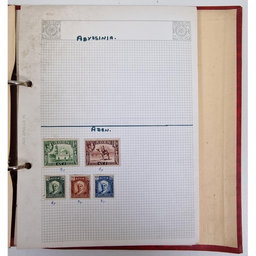 1091 - A collection of five partially-filled stamp albums, containing a variety of worldwide stamps.