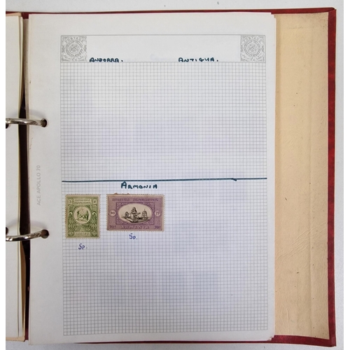 1091 - A collection of five partially-filled stamp albums, containing a variety of worldwide stamps.