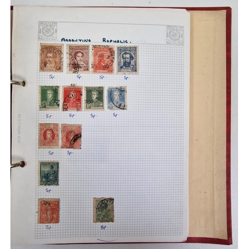 1091 - A collection of five partially-filled stamp albums, containing a variety of worldwide stamps.