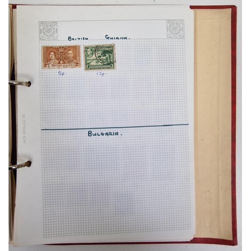 1091 - A collection of five partially-filled stamp albums, containing a variety of worldwide stamps.